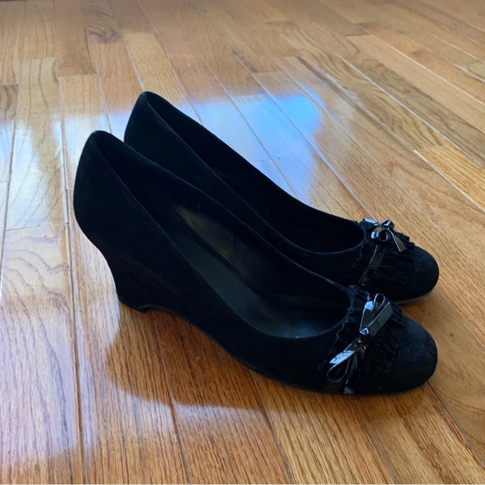 Van Eli Black Wedge Shoes, Real Suede, Size 10